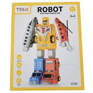 Temi‎ Robot Friction Power Transformer Truck 5 in 1 Rescue Vehicles New